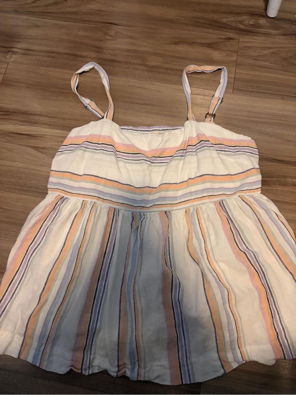 Women’s Cream Striped Spaghetti Strap Tank Top